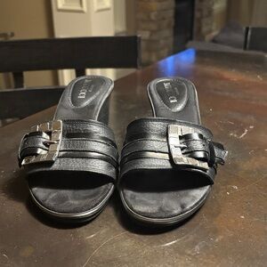 Women's Black Leather Sandals